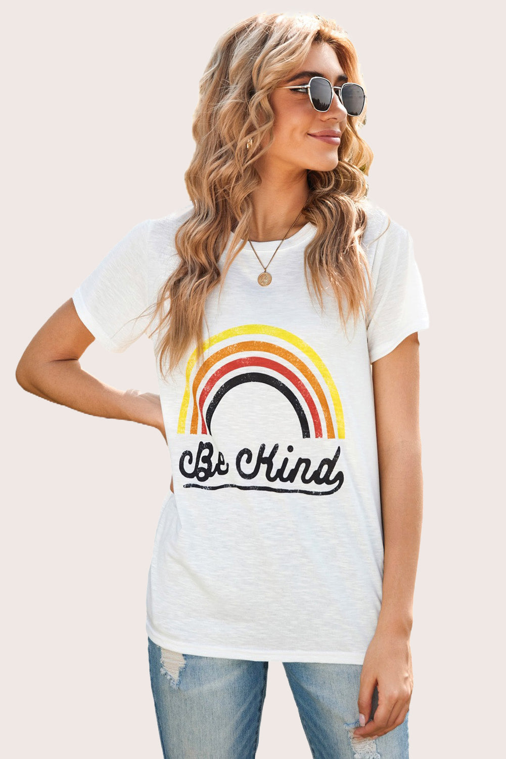 Rainbow Letter Print T-shirt