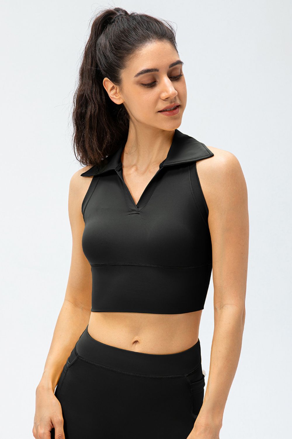 Cropped Collared Yoga Tank