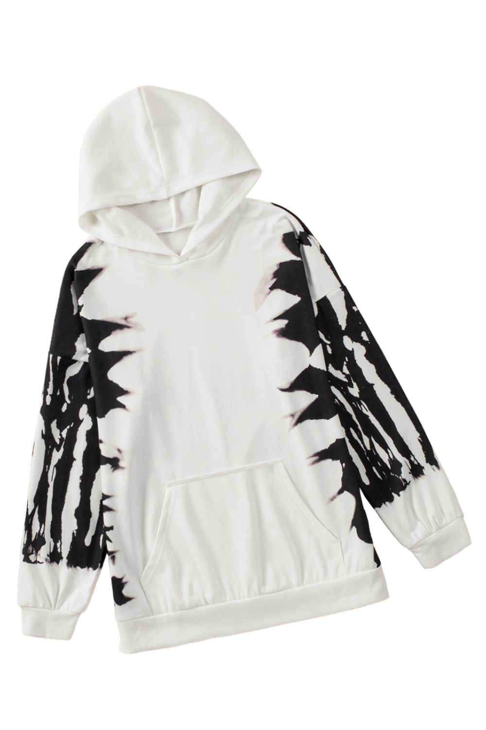 Brushstroke Print Hoodie with Kangaroo Pocket