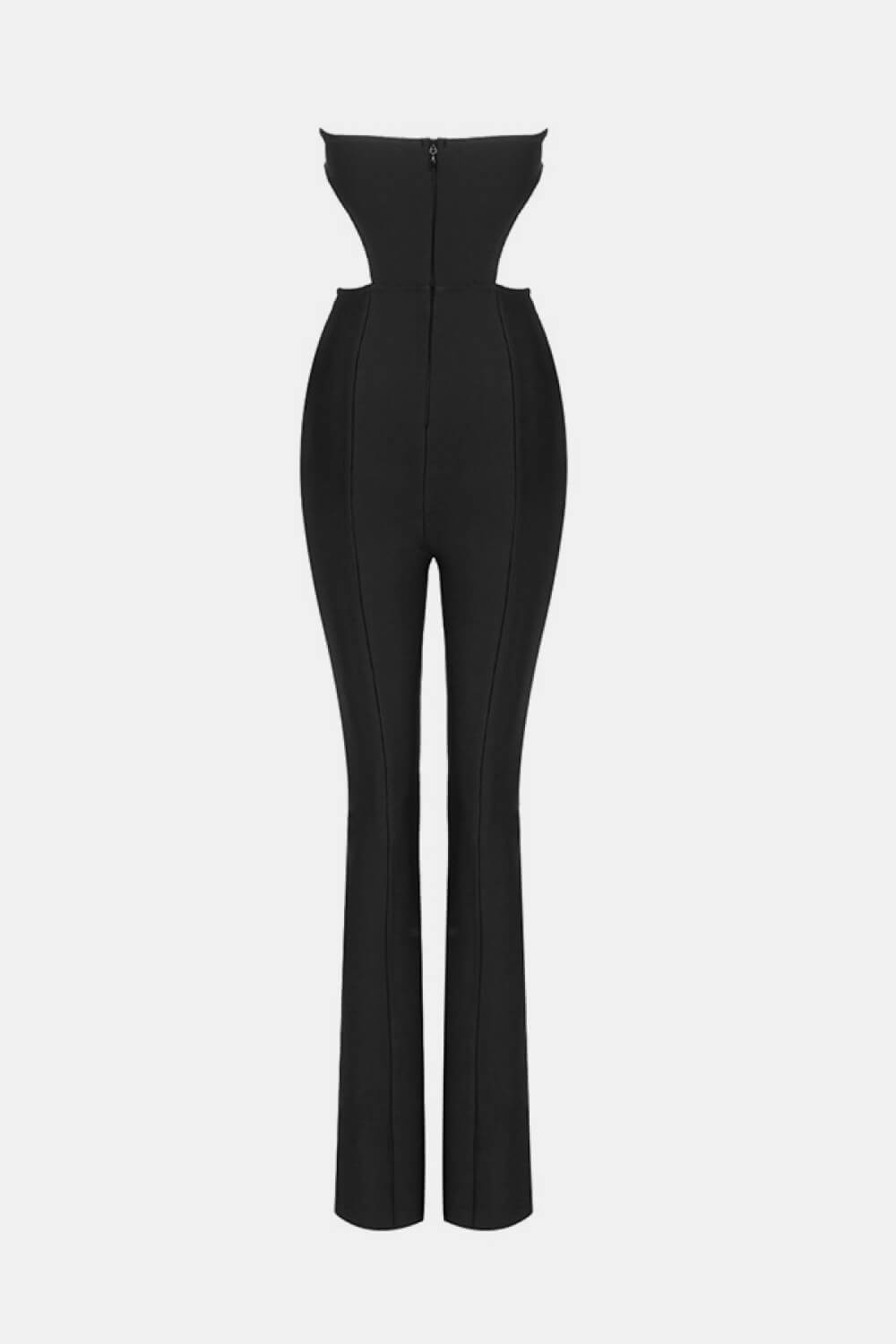 Strapless Cutout Slit Ankle Jumpsuit