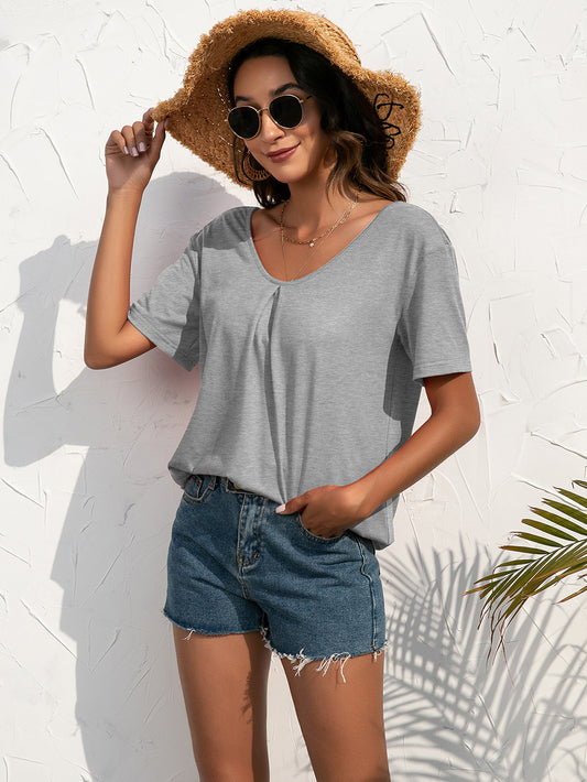 Lace Spliced Round Neck Tee