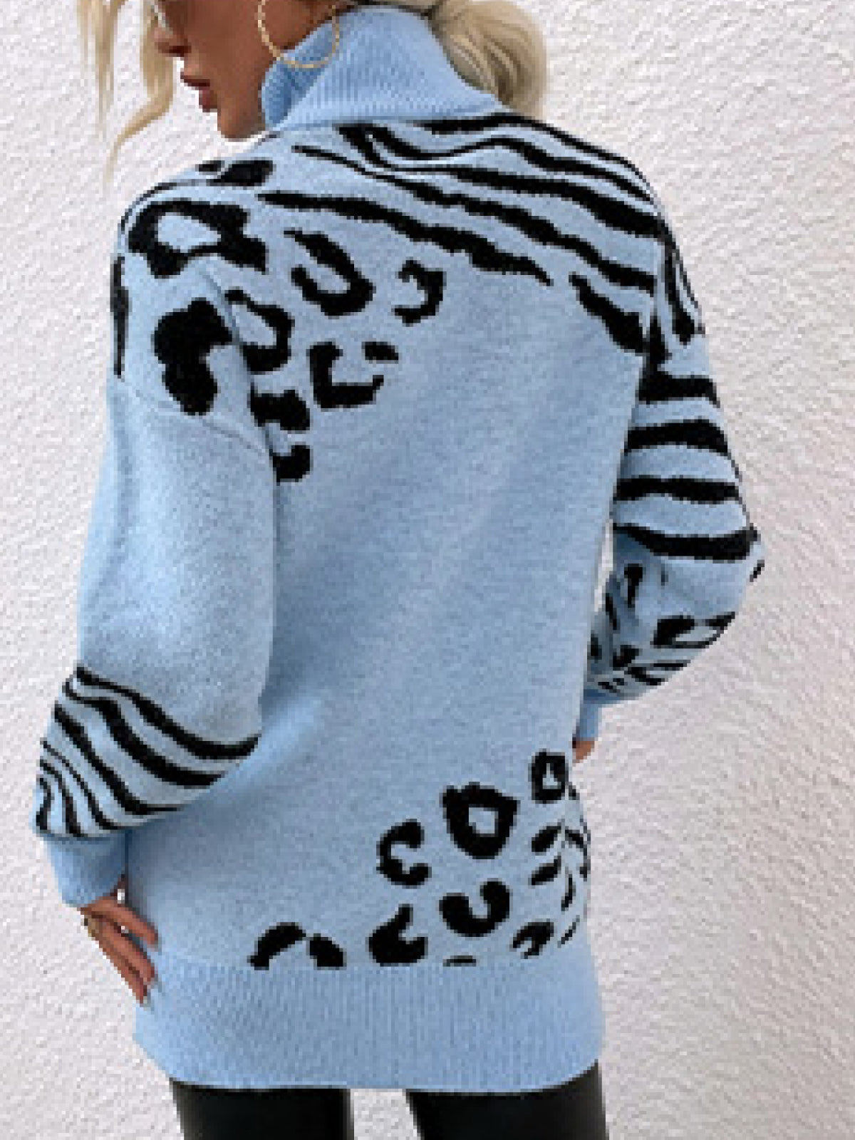 Animal Print Turtleneck Sweater