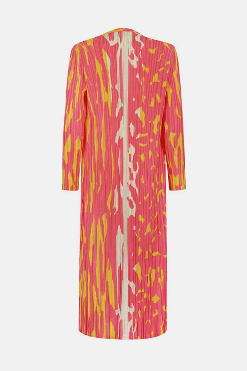 Printed Accordion Pleated One-Button Kimono