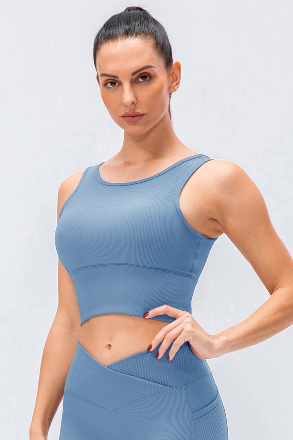 Reversible Ribbed Cropped Yoga Tank