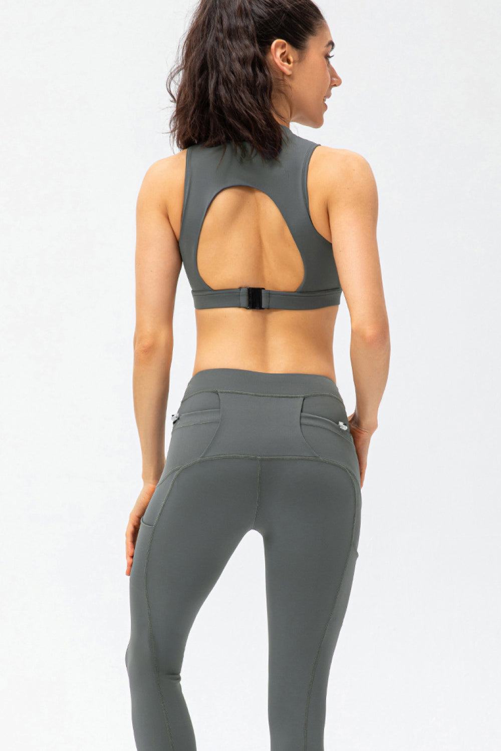 Drawstring Exposed Seam Sports Leggings