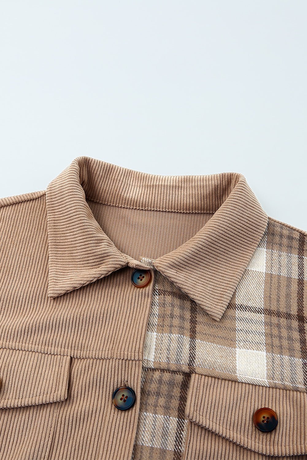 Plaid Corduroy Dropped Shoulder Jacket