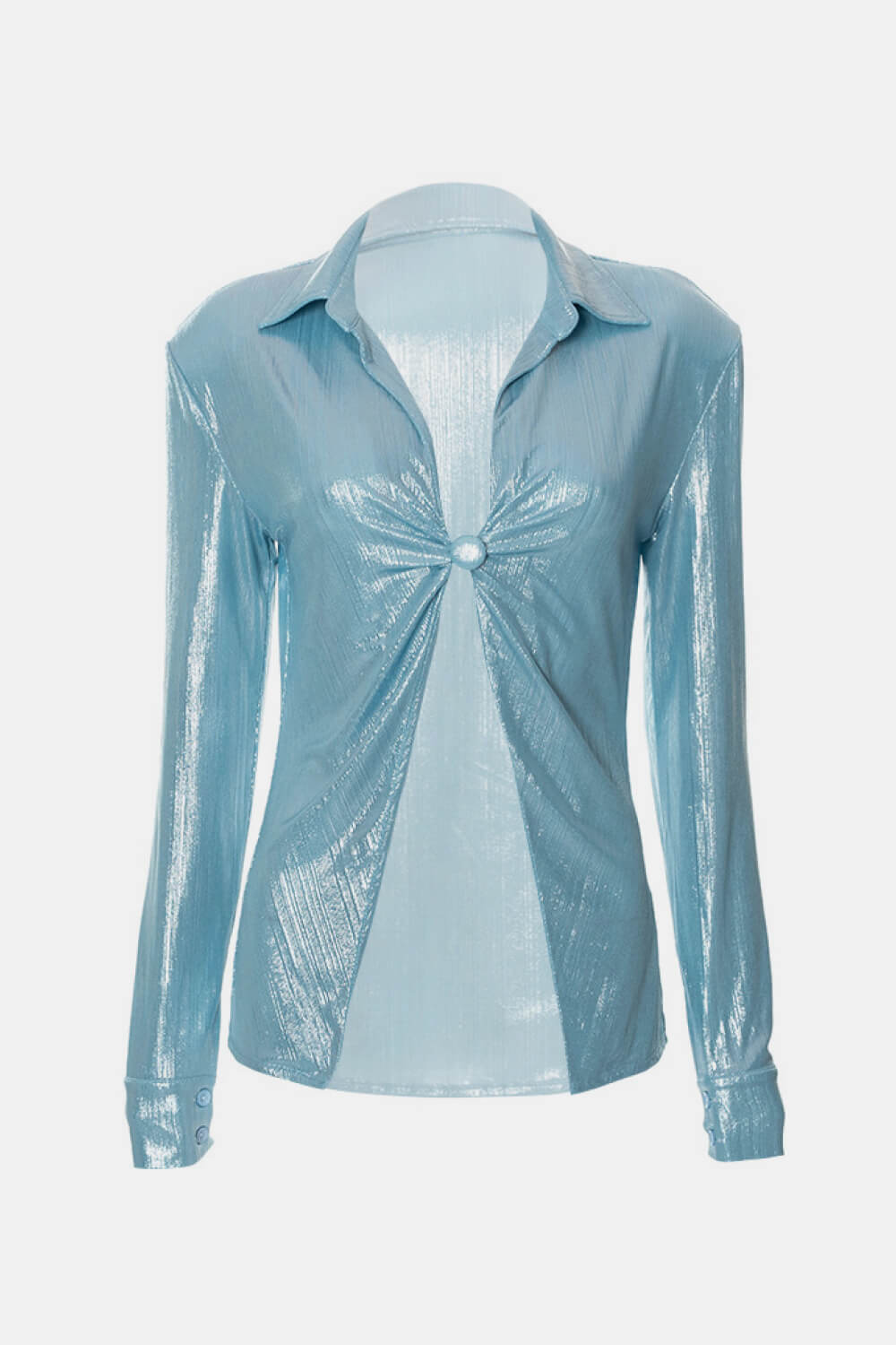 Glitter Long Sleeve Collared Top