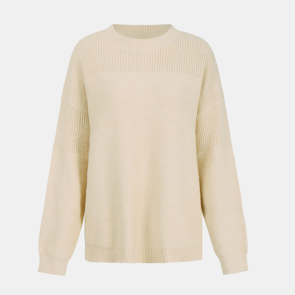 Mock Neck Ribbed Detail Sweater