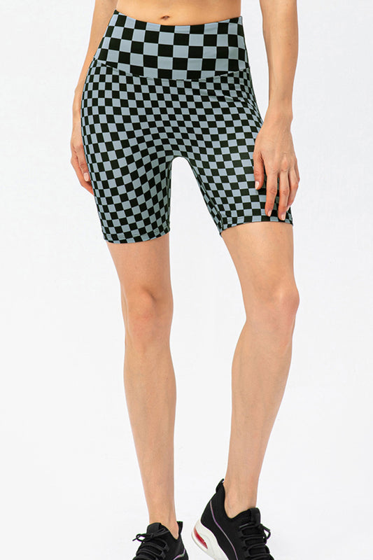 Checkerboard Exposed Seam Biker Shorts