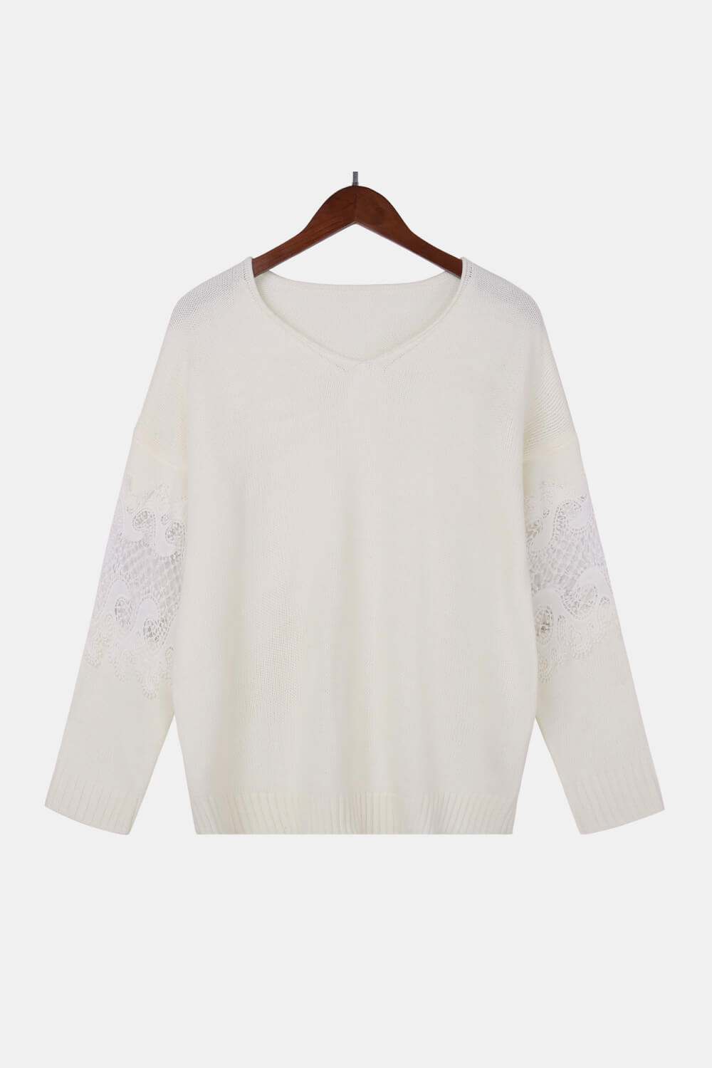 Lace Sleeve Drop Shoulder Sweater