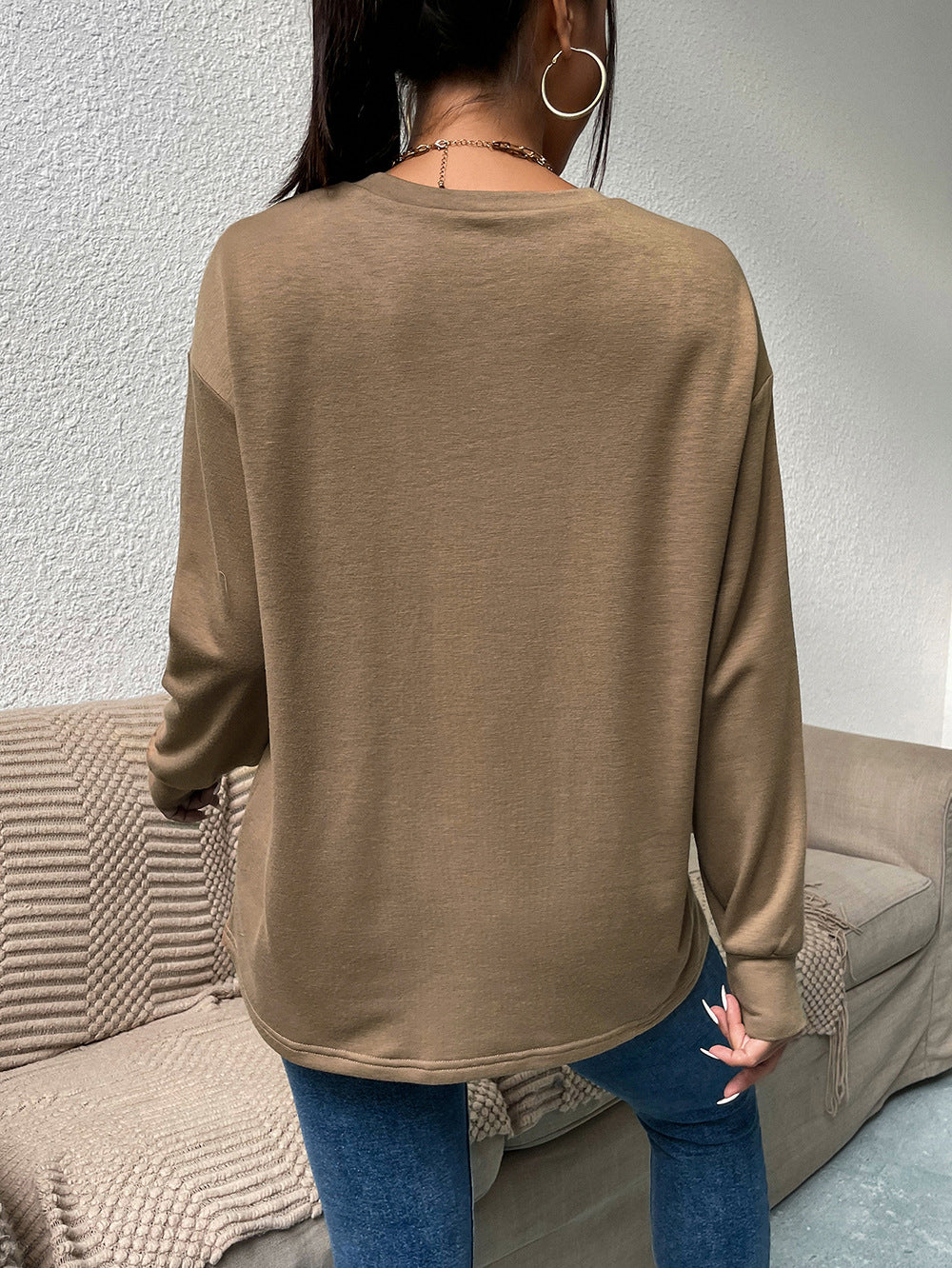 Round Neck Dropped Shoulder Top with Toy Bear