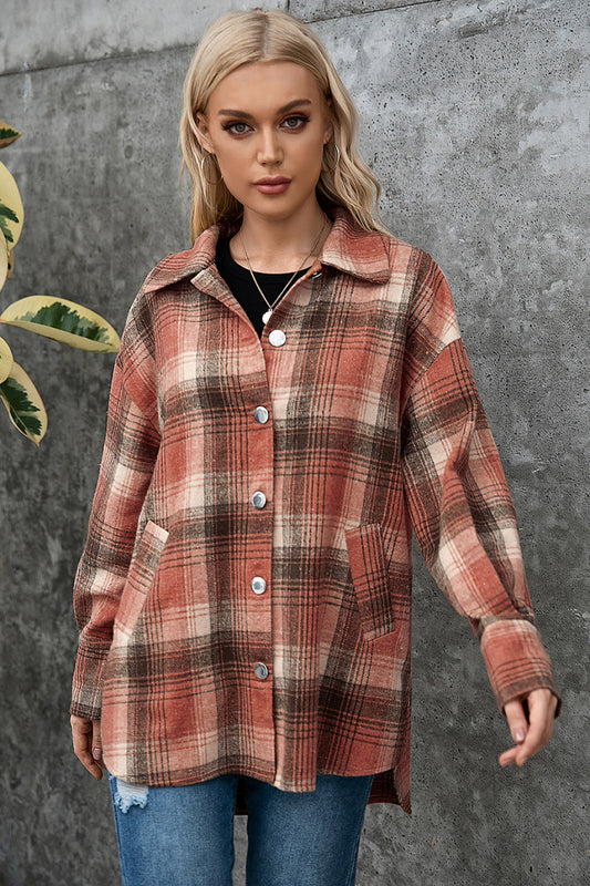 Plaid Single Breasted Shirt Jacket