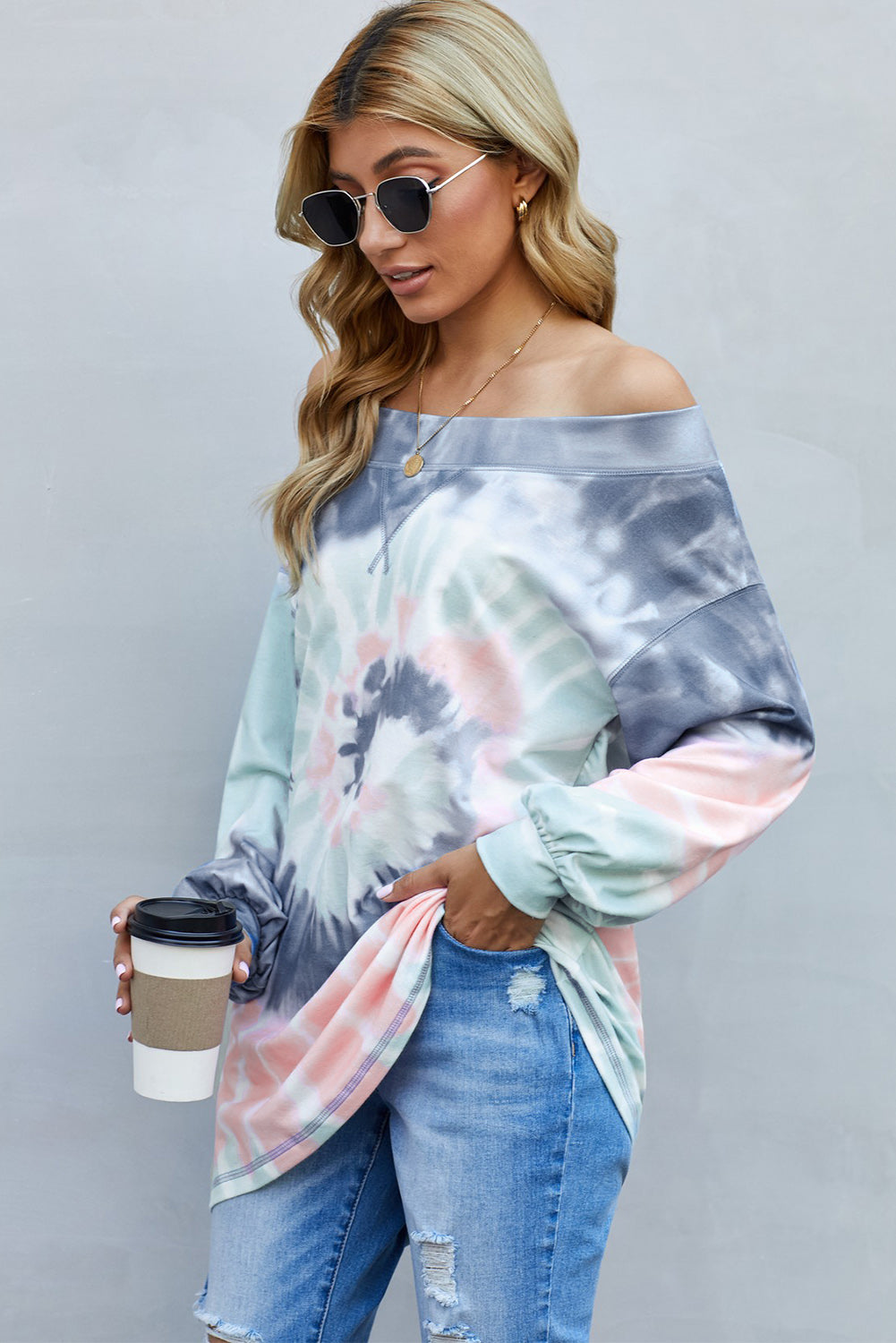 Tie Dye Long Sleeve Knit Top