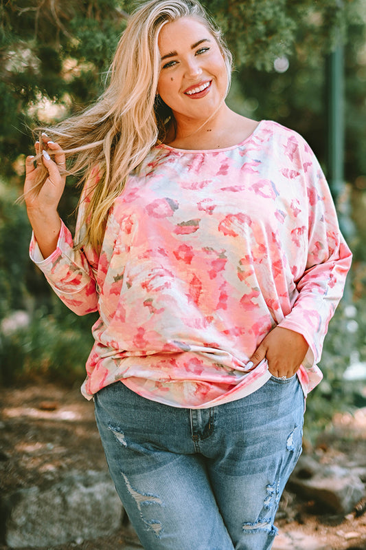 Plus Size Printed Dolman Sleeve Top