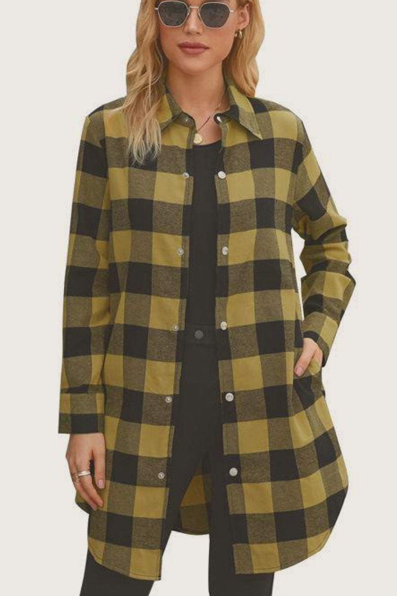 Plaid Print Button Up Shirt Dress