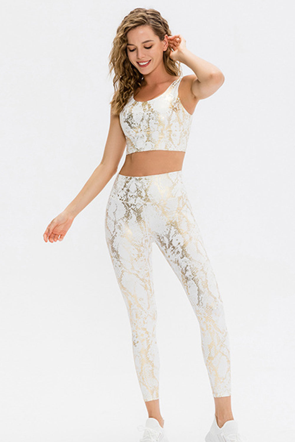 Snakeskin Elastic Waistband Yoga Leggings