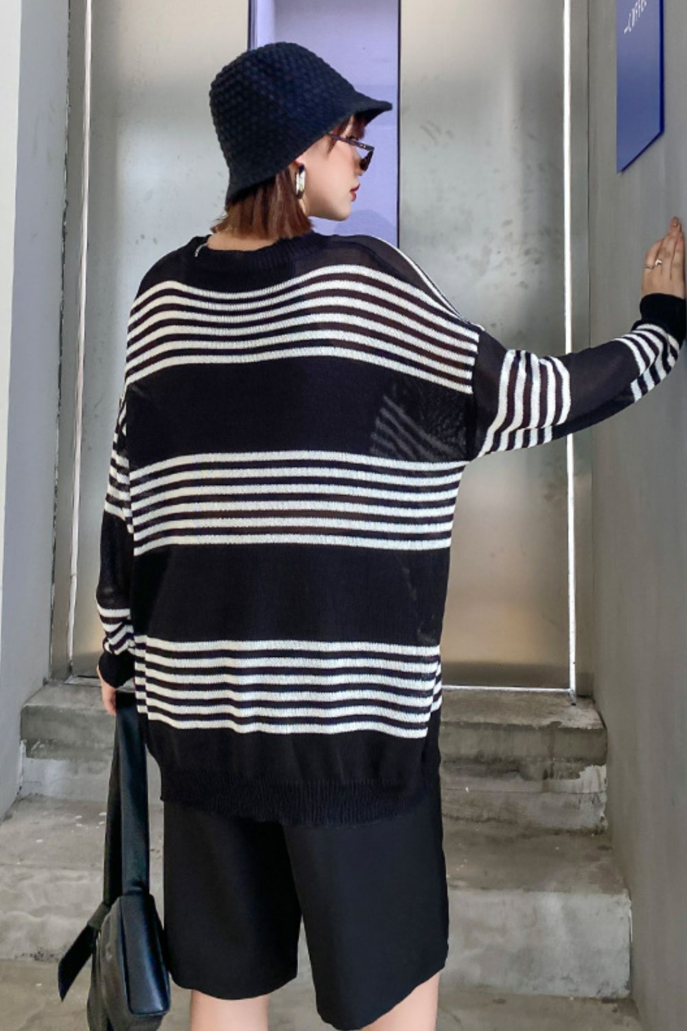 Two-Tone Striped Tunic Knit Top