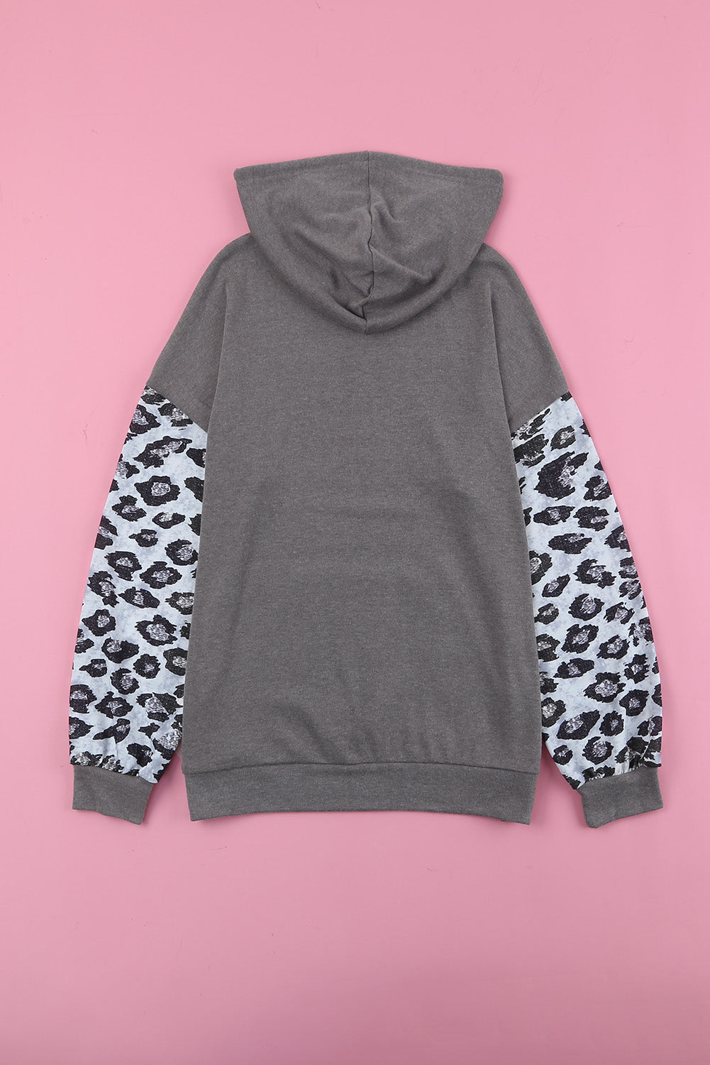 Leopard Drawstring Hoodie with Kangaroo Pocket