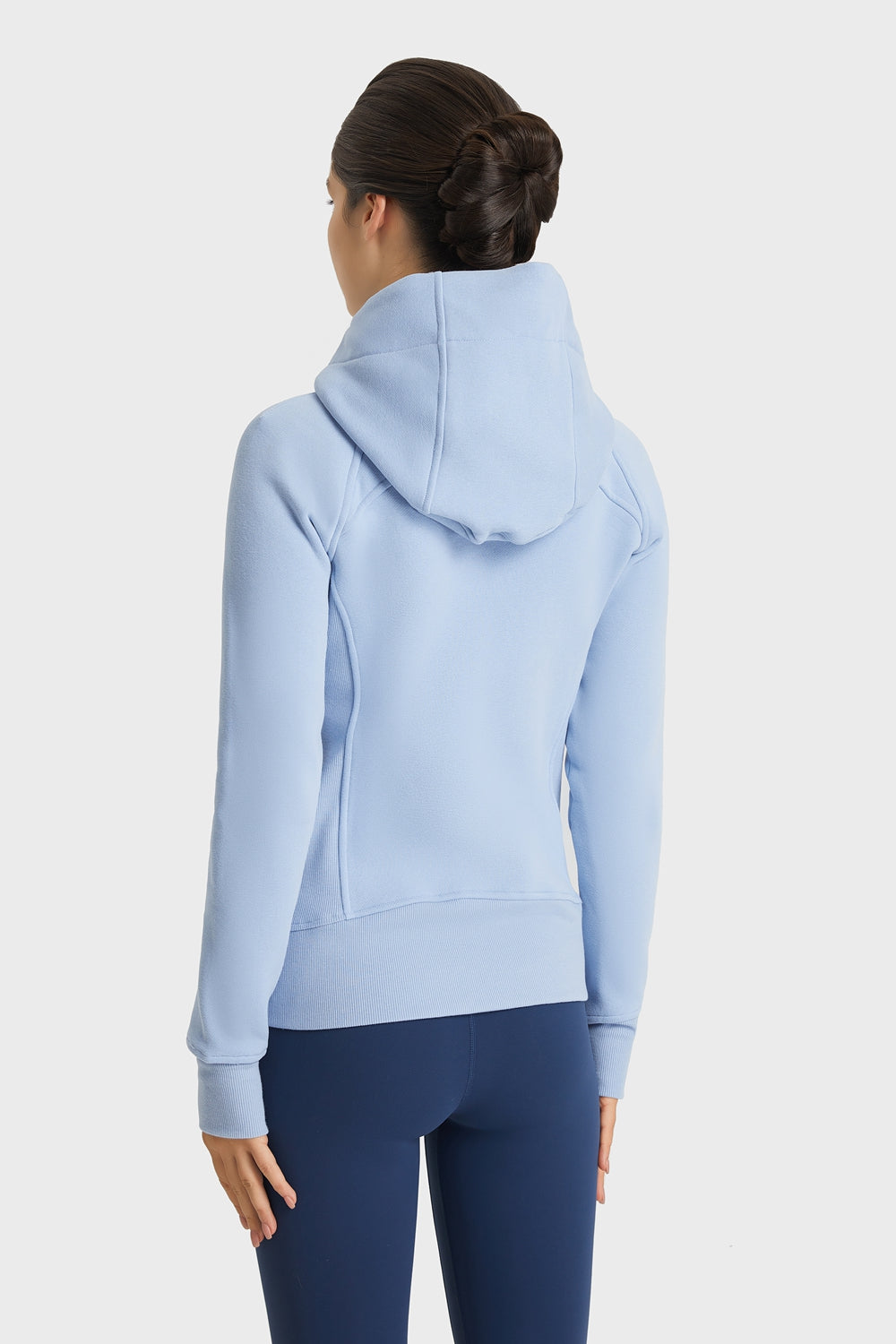 Zip Up Seam Detail Hooded Sports Jacket