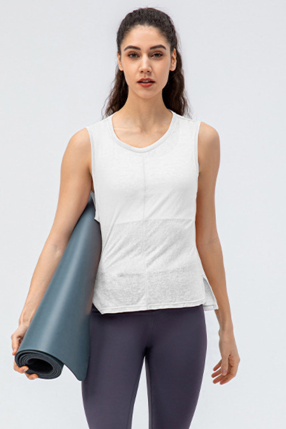 Side Slit High-Low Sleeveless Athletic Top