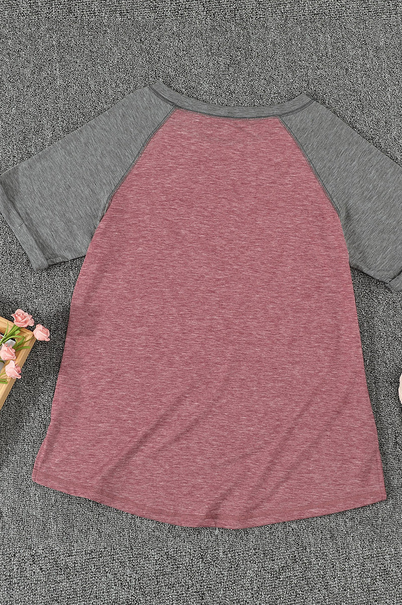 Raglan Sleeve Patchwork Colorblock T-Shirt