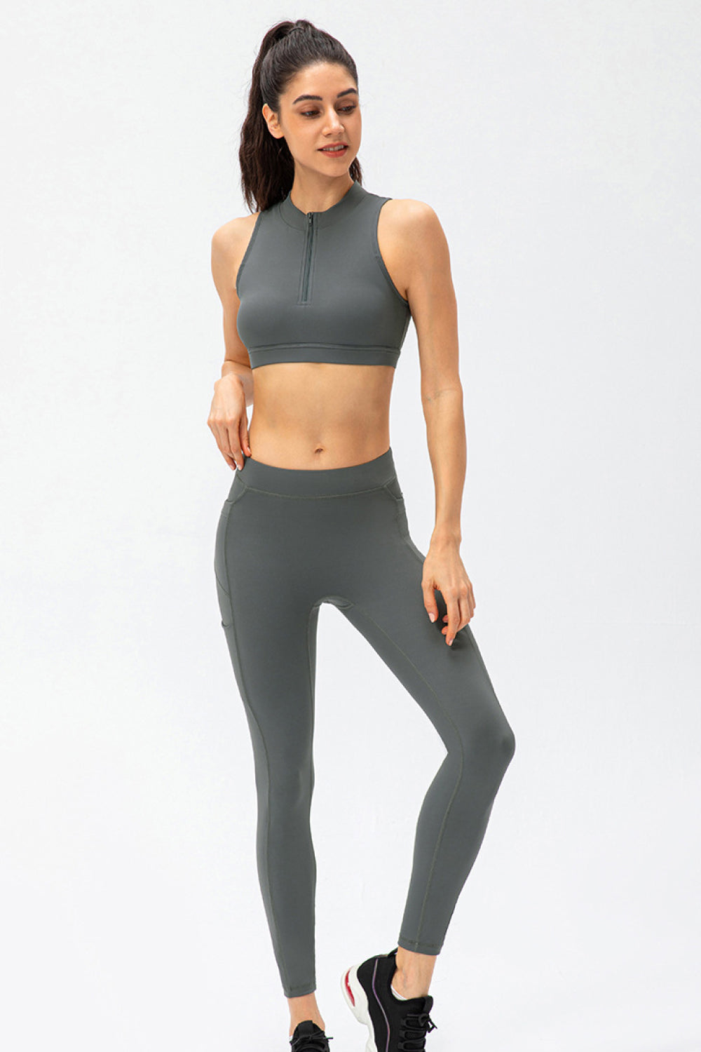 Drawstring Exposed Seam Sports Leggings