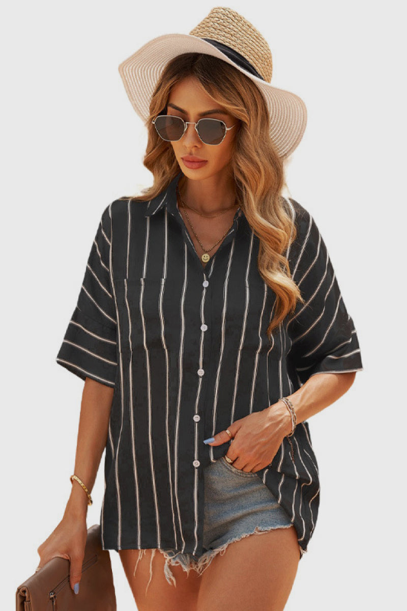 Pocketed Striped Shirt