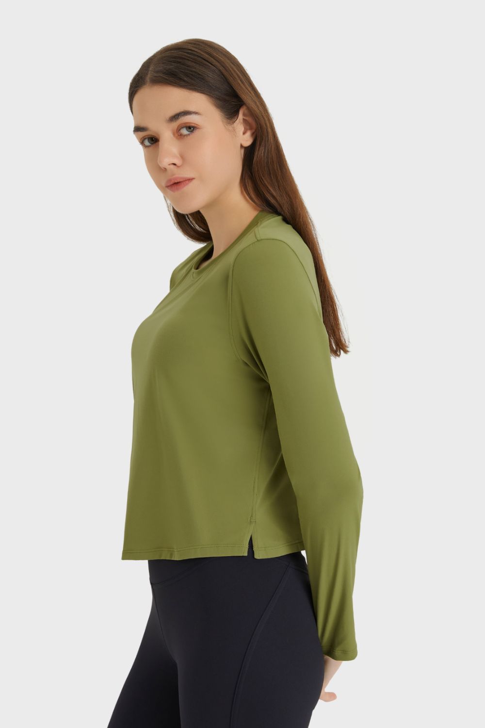 Round Neck Long Sleeve Sports Top