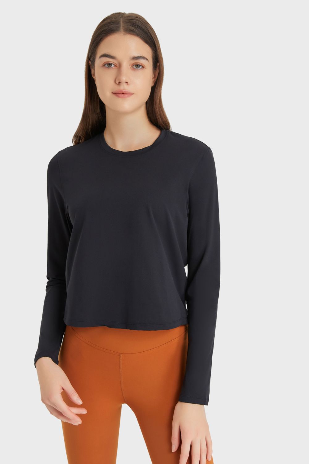 Round Neck Long Sleeve Sports Top