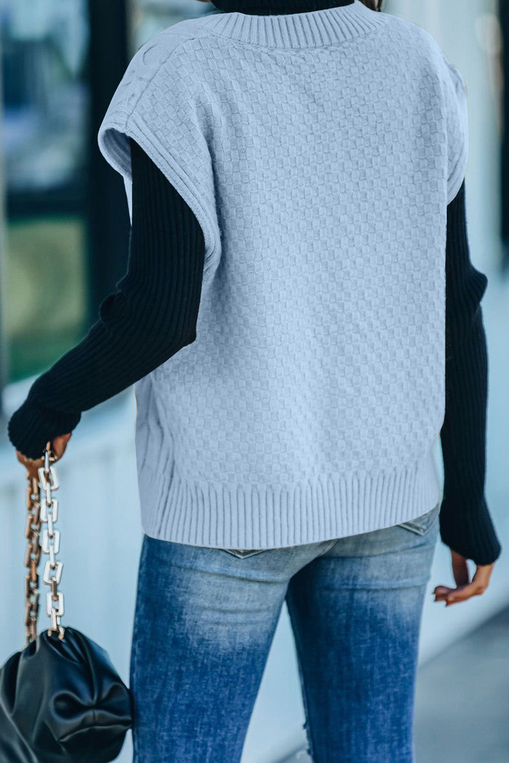 Solid Cable Knit Vest