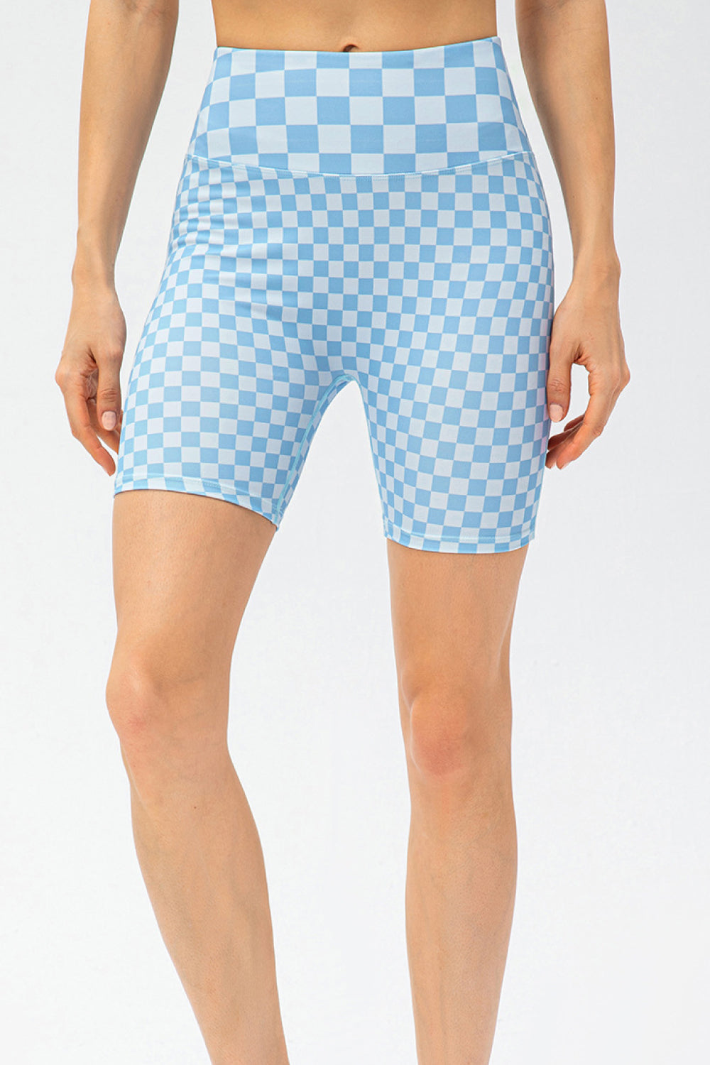 Checkerboard Exposed Seam Biker Shorts