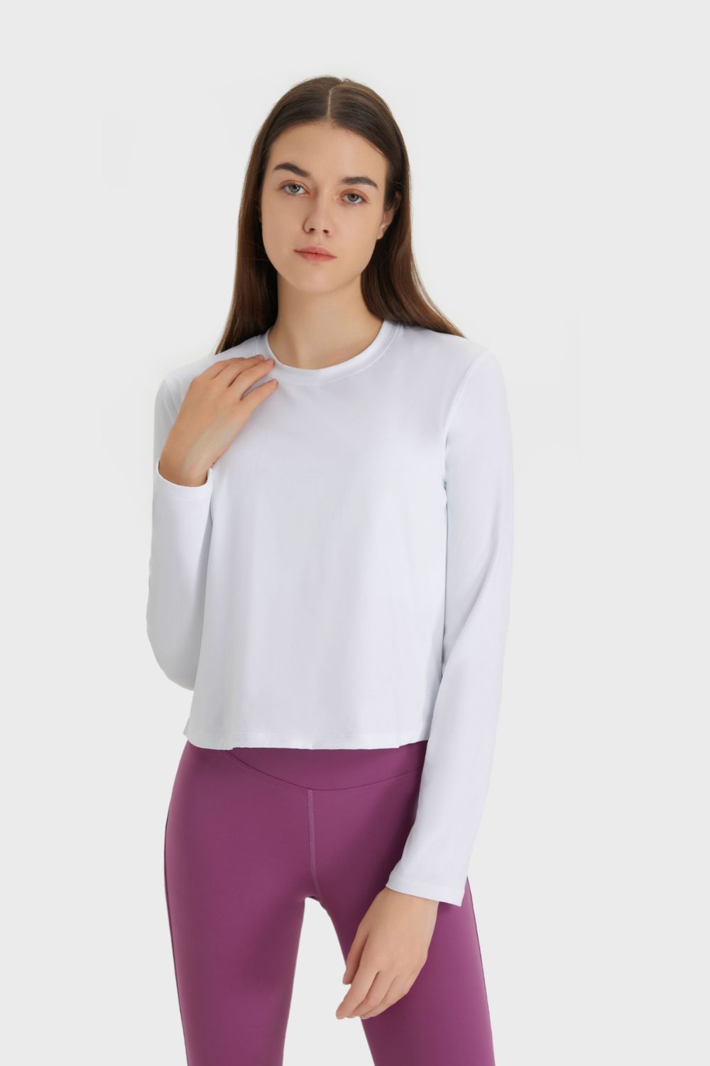 Round Neck Long Sleeve Sports Top