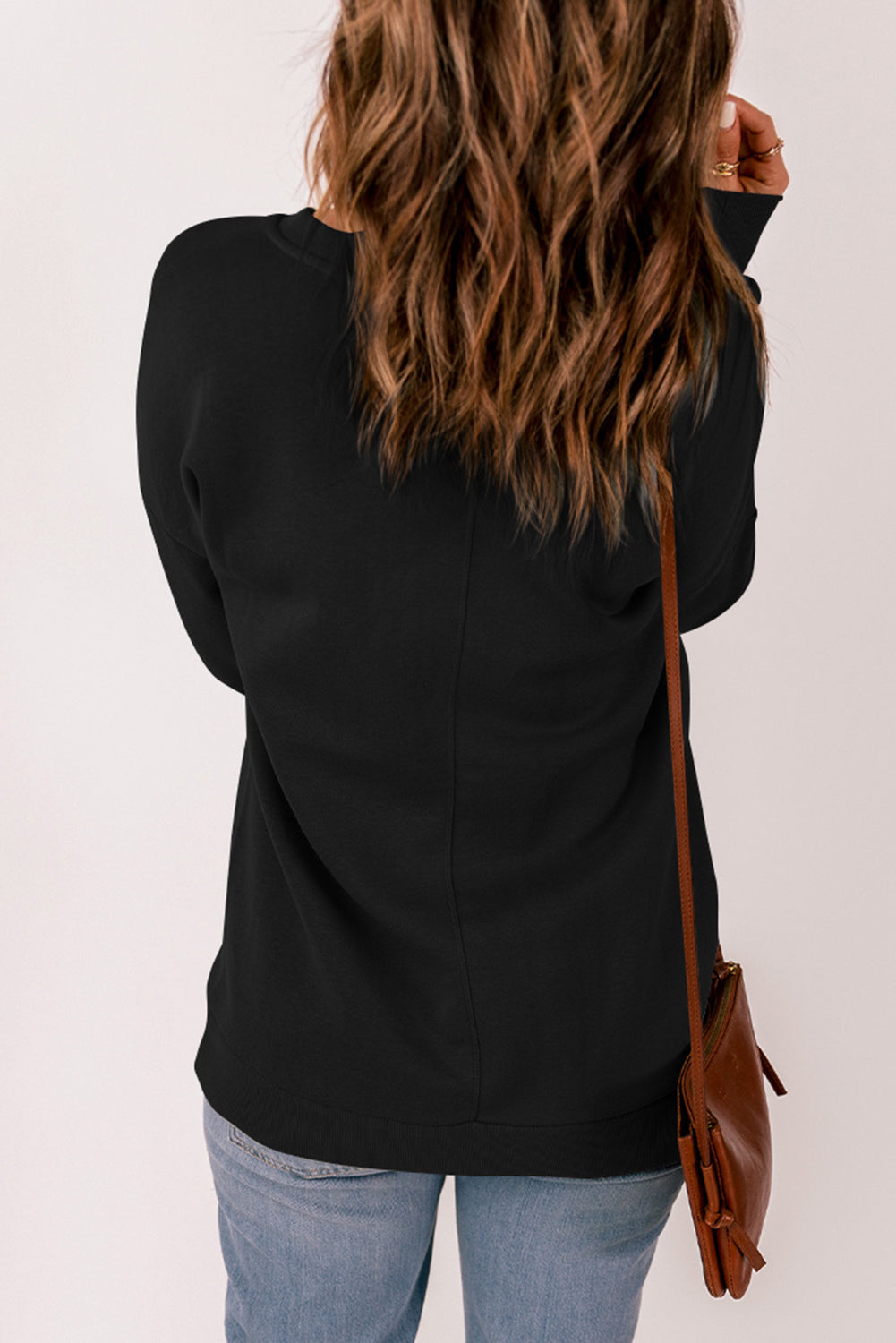 V-Neck Dropped Shoulder Sweatshirt