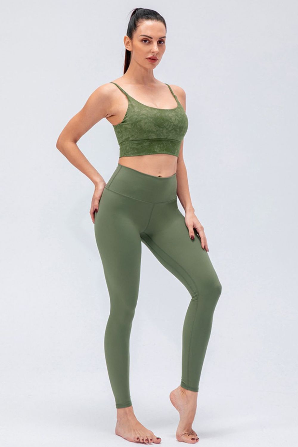 Elastic Waistband Ankle-Length Yoga Leggings