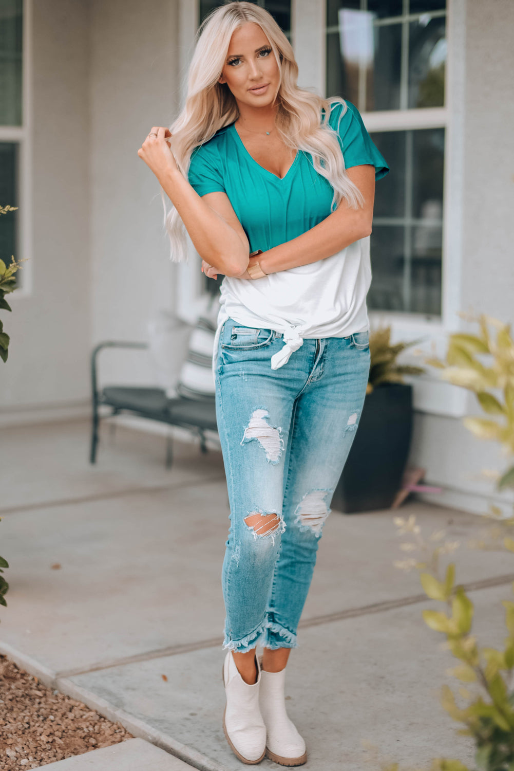 Ombre Color Block Shirt